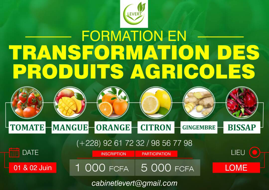 Madeintogo  FORMATION EN TRANSFORMATION DES PRODUITS AGRICOLES